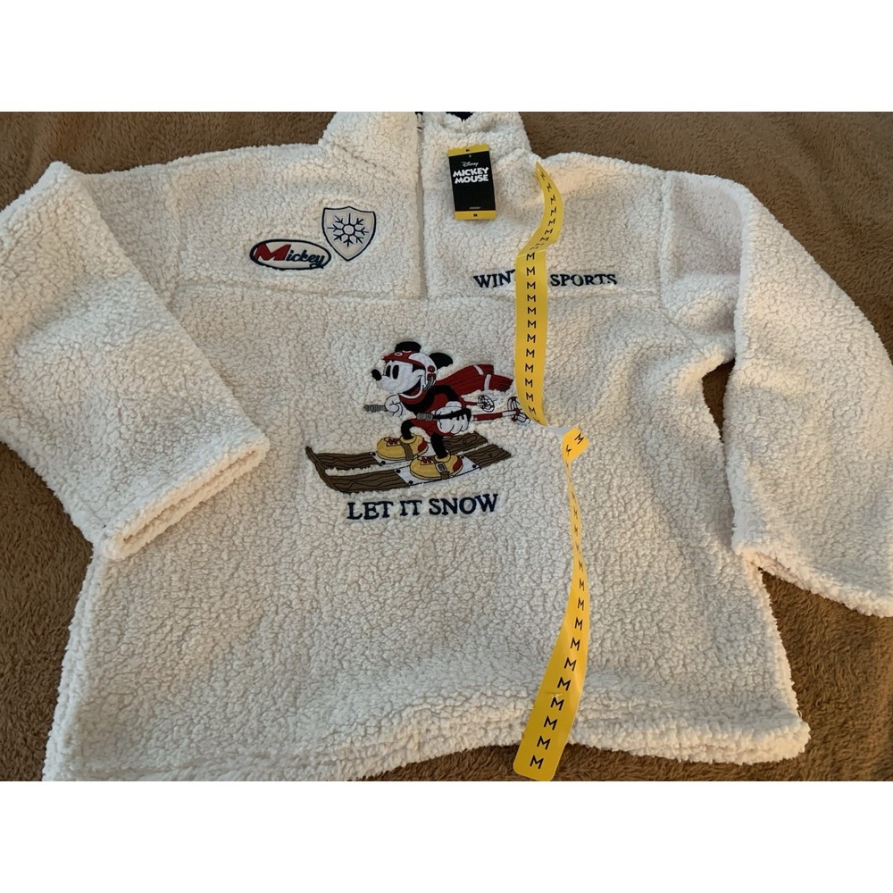 Women Medium Mickey Licensed Character Disney Zip Up Sherpa Fleece Pullover NWT